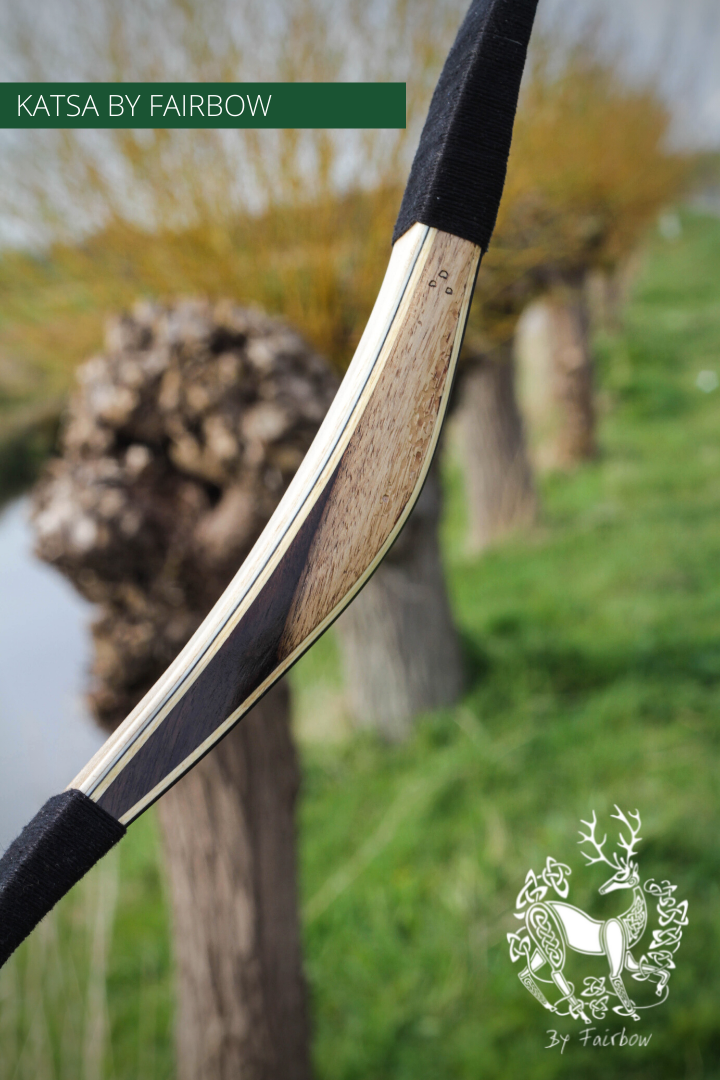 THE KATSA BOW, 66 LB, ROSEWOOD, BLACK "N WHITE, KIRINITE NOCKS-Bow-Fairbow-Fairbow