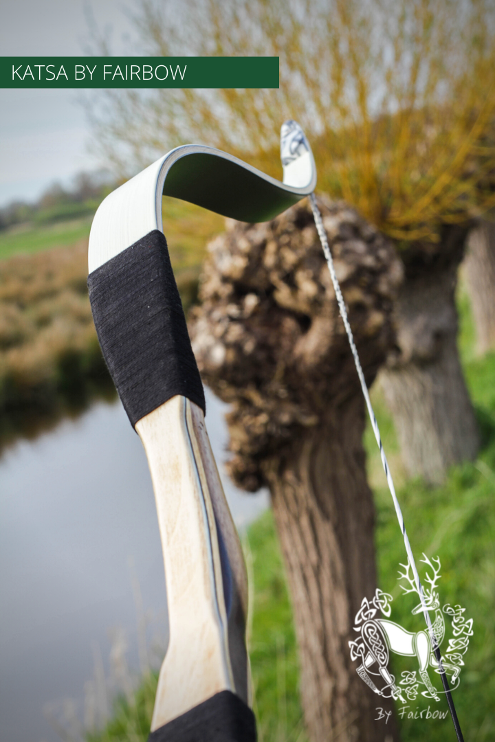 THE KATSA BOW, 66 LB, ROSEWOOD, BLACK "N WHITE, KIRINITE NOCKS-Bow-Fairbow-Fairbow
