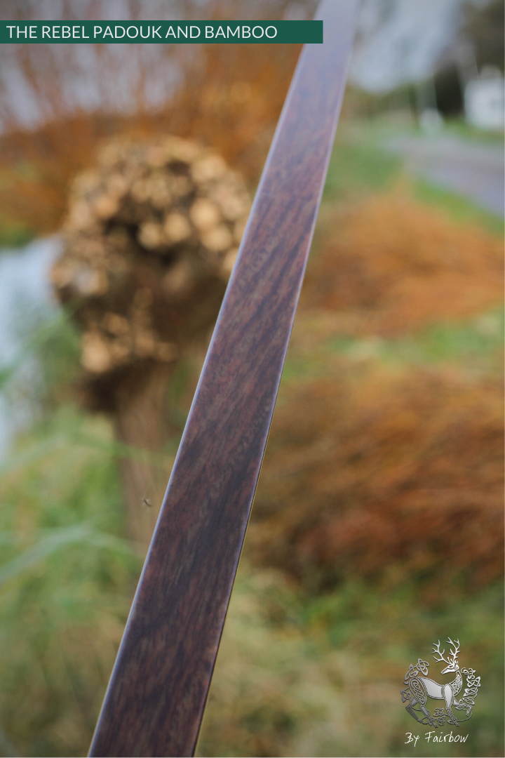 THE REBEL BOW 44@28 CLEAR GLASS, BAMBOO AND PADOUK FINISH LH-Bow-Fairbow-Fairbow