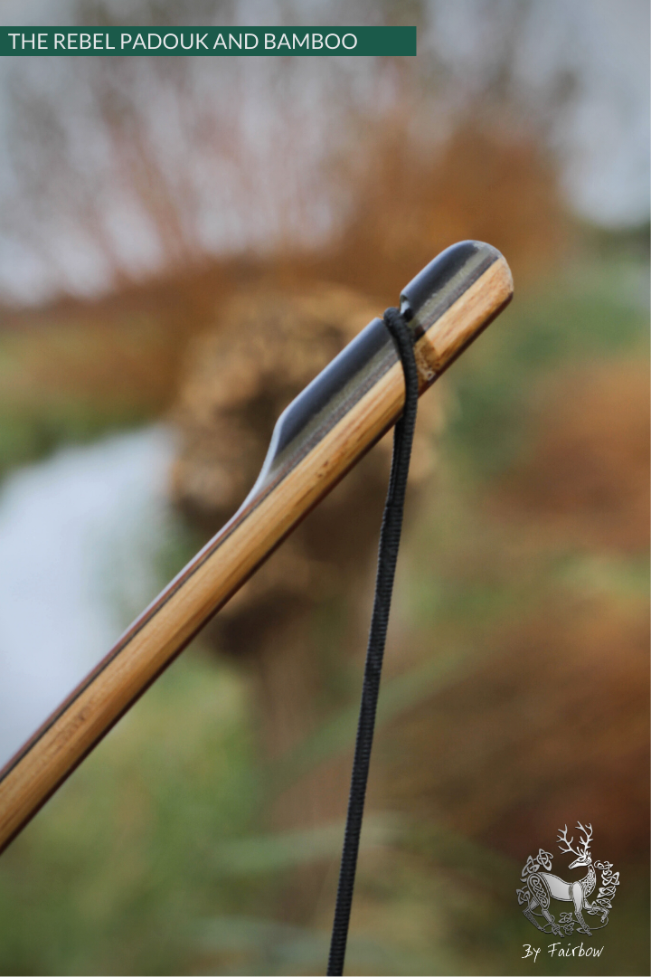 THE REBEL BOW 44@28 CLEAR GLASS, BAMBOO AND PADOUK FINISH LH-Bow-Fairbow-Fairbow