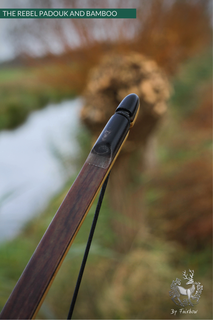 THE REBEL BOW 44@28 CLEAR GLASS, BAMBOO AND PADOUK FINISH LH-Bow-Fairbow-Fairbow