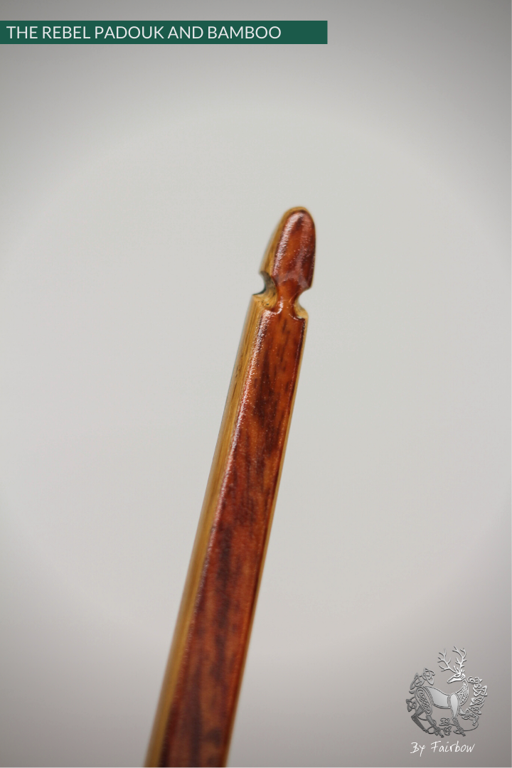 THE REBEL BOW 44@28 CLEAR GLASS, BAMBOO AND PADOUK FINISH LH-Bow-Fairbow-Fairbow