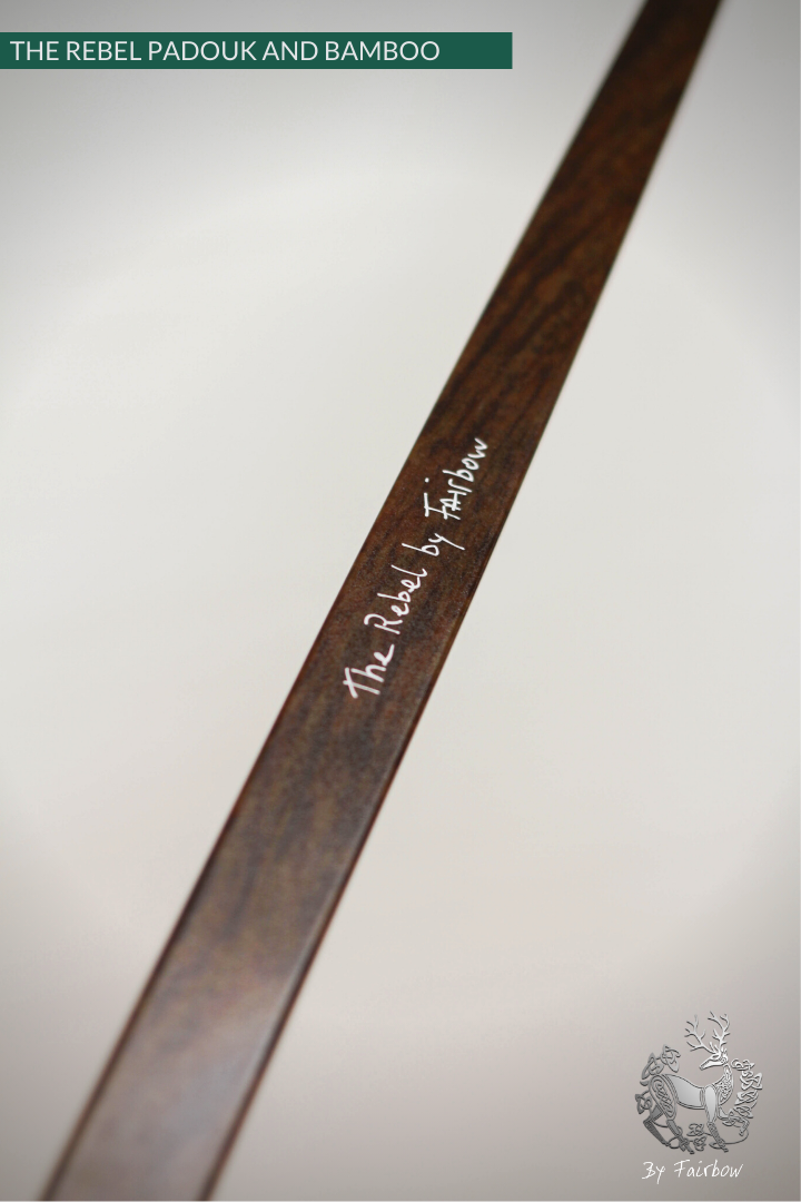 THE REBEL BOW 44@28 CLEAR GLASS, BAMBOO AND PADOUK FINISH LH-Bow-Fairbow-Fairbow