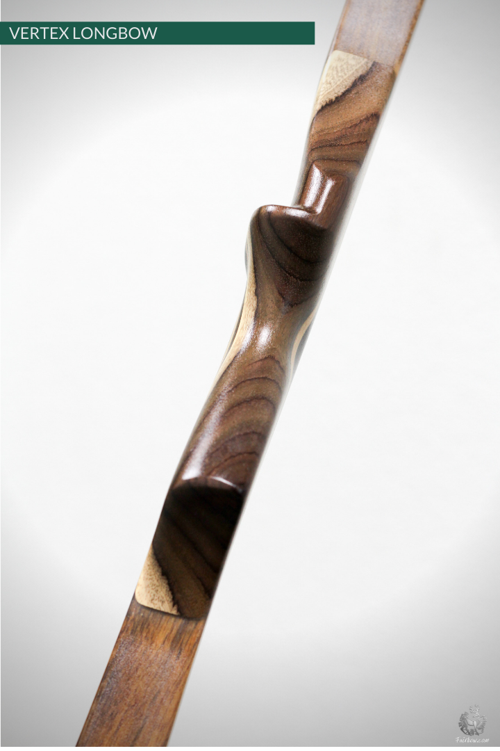 THE VERTEX BOW 68" CLEAR GLASS OVER AFRICAN OLIVE WOOD 72 LBS @ 28 INCH RH-Bow-Fairbow-Fairbow