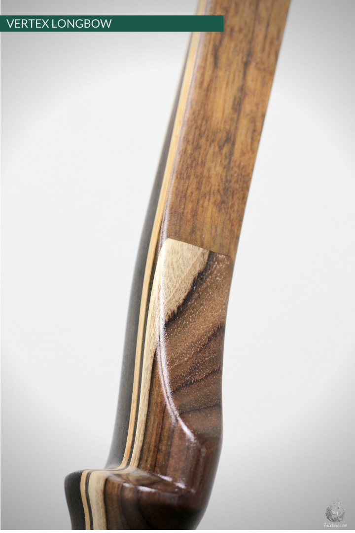 THE VERTEX BOW 68" CLEAR GLASS OVER AFRICAN OLIVE WOOD 72 LBS @ 28 INCH RH-Bow-Fairbow-Fairbow
