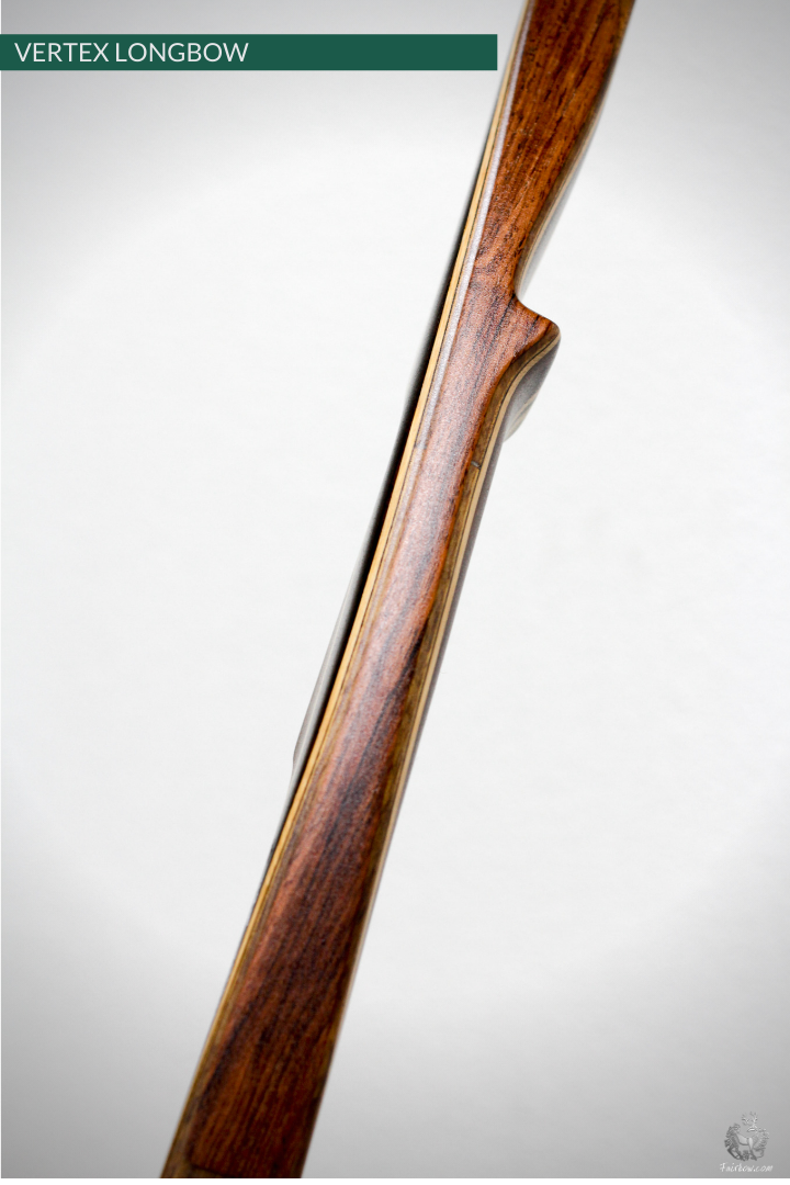 THE VERTEX BOW 68" CLEAR GLASS OVER AFRICAN OLIVE WOOD 72 LBS @ 28 INCH RH-Bow-Fairbow-Fairbow