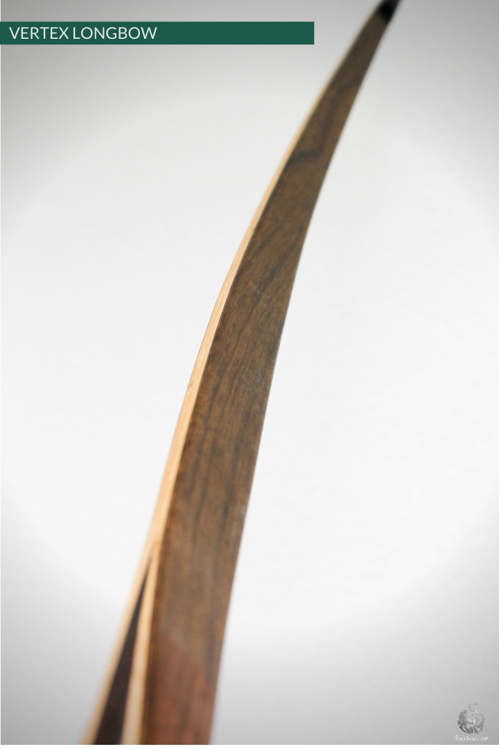 THE VERTEX BOW 68" CLEAR GLASS OVER AFRICAN OLIVE WOOD 72 LBS @ 28 INCH RH-Bow-Fairbow-Fairbow