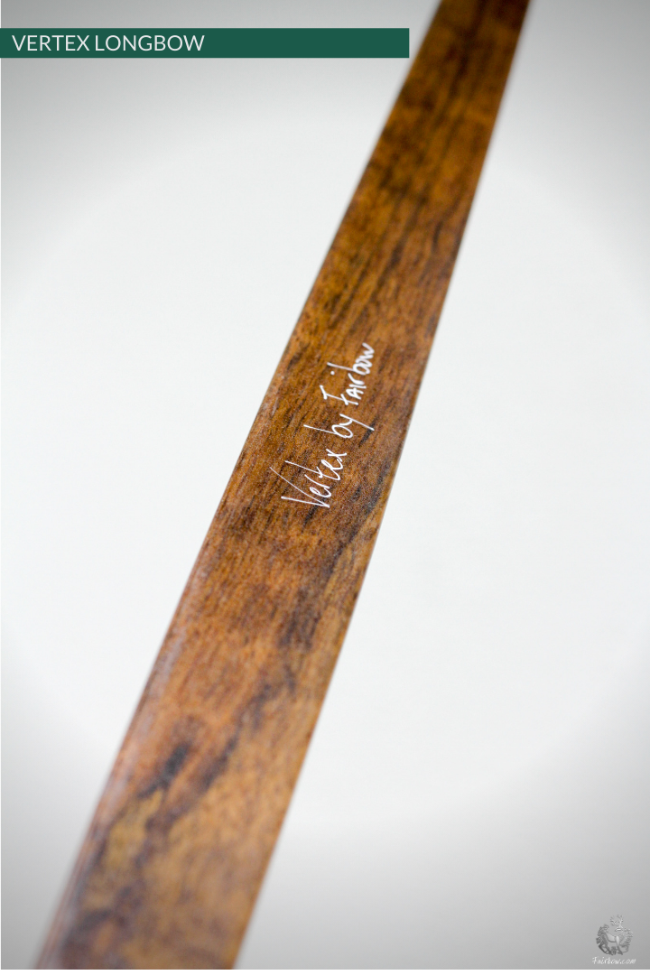 THE VERTEX BOW 68" CLEAR GLASS OVER AFRICAN OLIVE WOOD 72 LBS @ 28 INCH RH-Bow-Fairbow-Fairbow