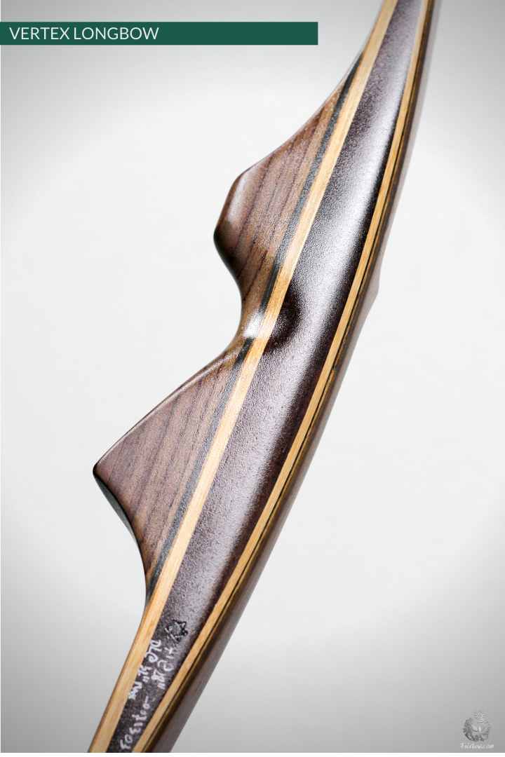 THE VERTEX BOW 68" CLEAR GLASS OVER AFRICAN OLIVE WOOD 72 LBS @ 28 INCH RH-Bow-Fairbow-Fairbow