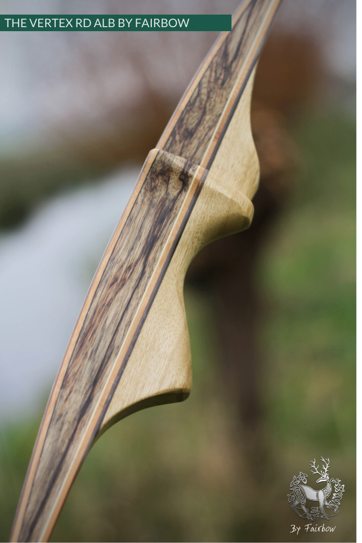 THE VERTEX BOW R-D 64" BLACK LIMBA, BAMBOO-GLASS 36 LBS @ 28 INCH RH-Bow-Fairbow-Fairbow