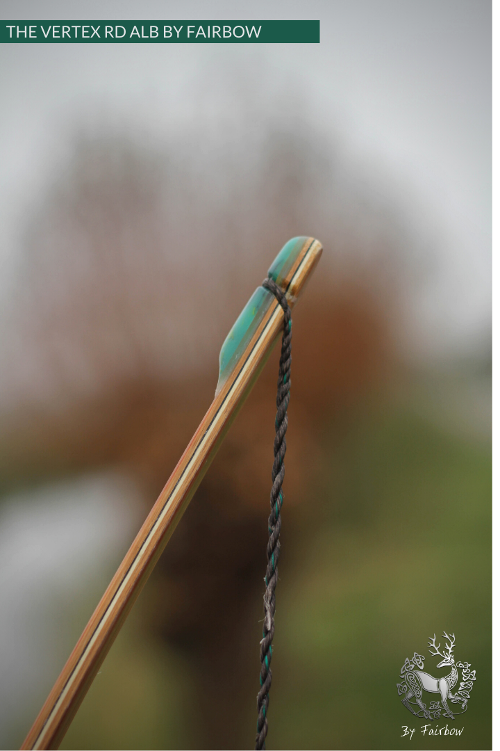 THE VERTEX BOW R-D 64" BLACK LIMBA, BAMBOO-GLASS 38 LBS @ 28 INCH RH-Bow-Fairbow-Fairbow