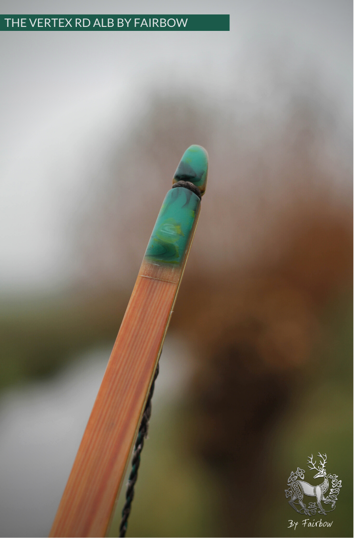 THE VERTEX BOW R-D 64" BLACK LIMBA, BAMBOO-GLASS 38 LBS @ 28 INCH RH-Bow-Fairbow-Fairbow