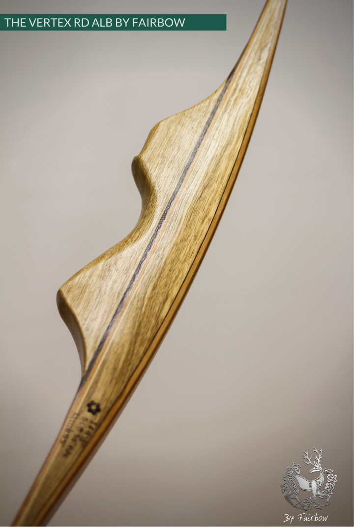 THE VERTEX BOW R-D 64" BLACK LIMBA, BAMBOO-GLASS 38 LBS @ 28 INCH RH-Bow-Fairbow-Fairbow