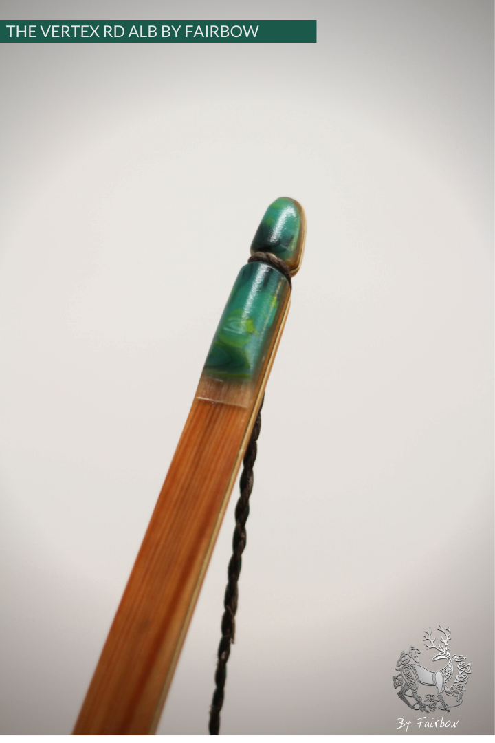 THE VERTEX BOW R-D 64" BLACK LIMBA, BAMBOO-GLASS 38 LBS @ 28 INCH RH-Bow-Fairbow-Fairbow