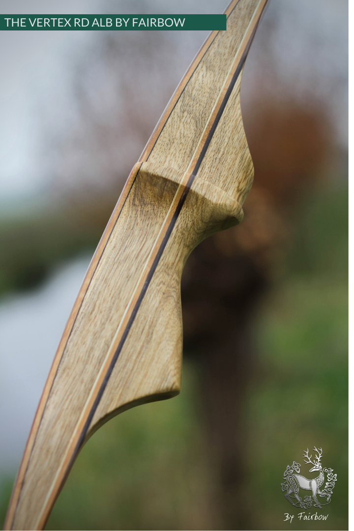 THE VERTEX BOW R-D 64" BLACK LIMBA, BAMBOO-GLASS 38 LBS @ 28 INCH RH-Bow-Fairbow-Fairbow