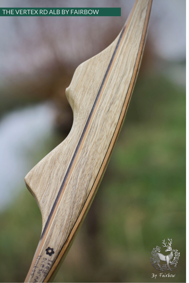 THE VERTEX BOW R-D 64" BLACK LIMBA, BAMBOO-GLASS 38 LBS @ 28 INCH RH-Bow-Fairbow-Fairbow