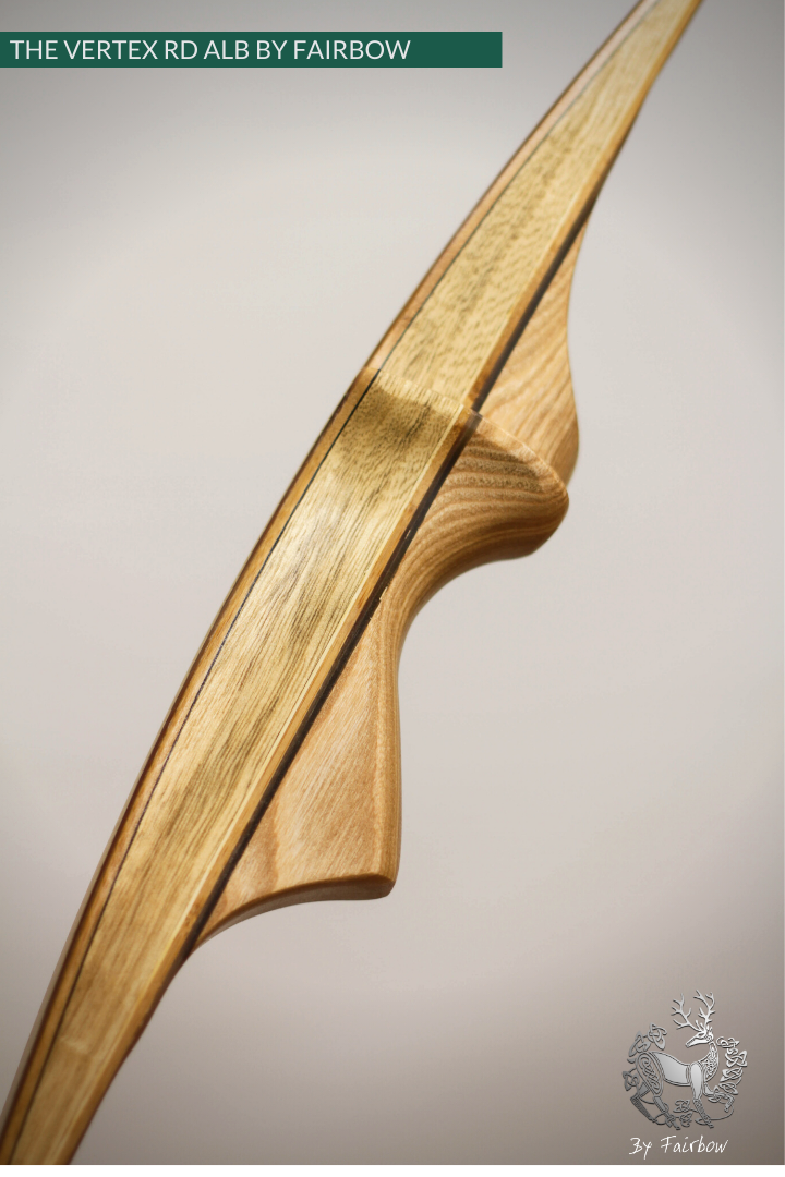 THE VERTEX BOW R-D 64" BLACK LIMBA, BAMBOO-GLASS 39 LBS @ 28 INCH RH-Bow-Fairbow-Fairbow