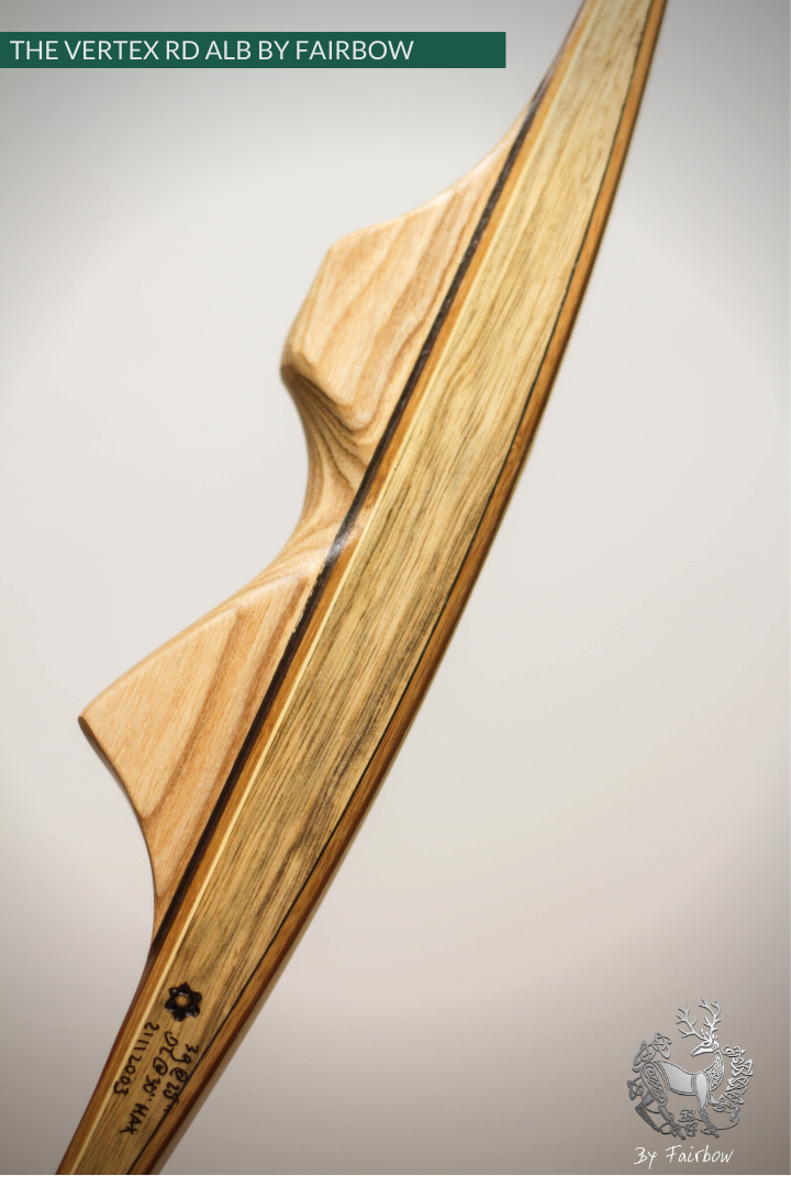 THE VERTEX BOW R-D 64" BLACK LIMBA, BAMBOO-GLASS 39 LBS @ 28 INCH RH-Bow-Fairbow-Fairbow