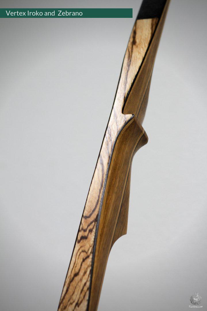 THE VERTEX BOW R-D 68" IROKO AND BLACK BAMBOO-GLASS 33 LBS @ 28 INCH RH-Bow-Fairbow-Fairbow