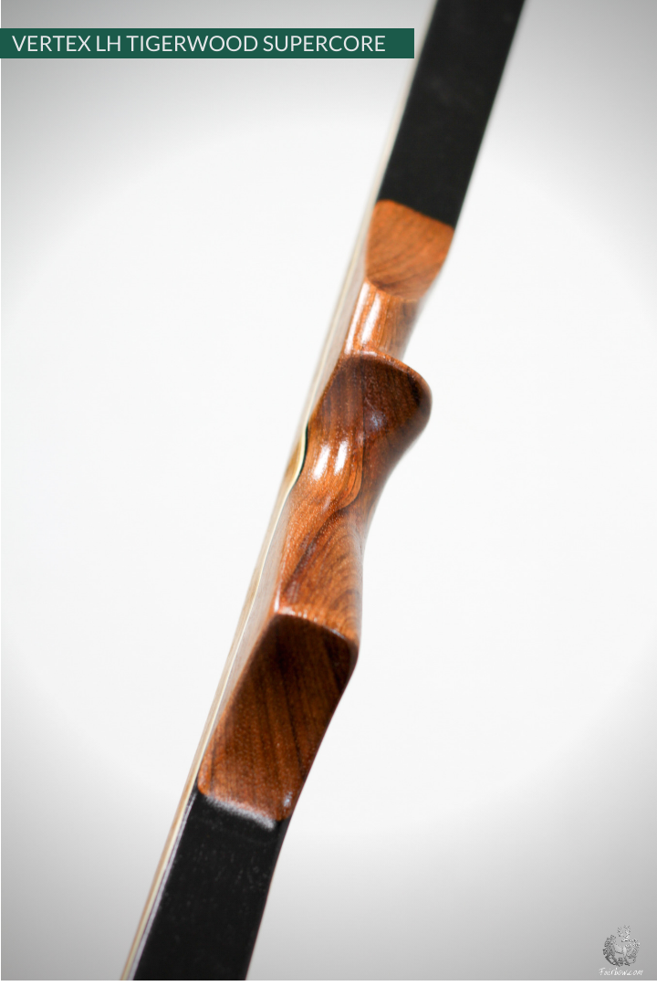 THE VERTEX BOW R-D 68" TIGERWOOD AND BLACK, BAMBOO-GLASS 35 LBS @ 28 INCH LH-Bow-Fairbow-Fairbow