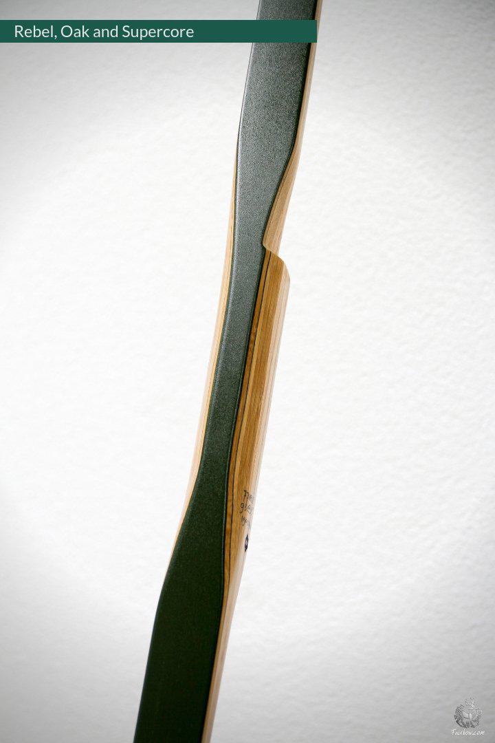 The Rebel, BOW WITH BACKSET 77@28 GREEN AND BLACK GLASS, OAK RISER-Bow-Fairbow-Fairbow