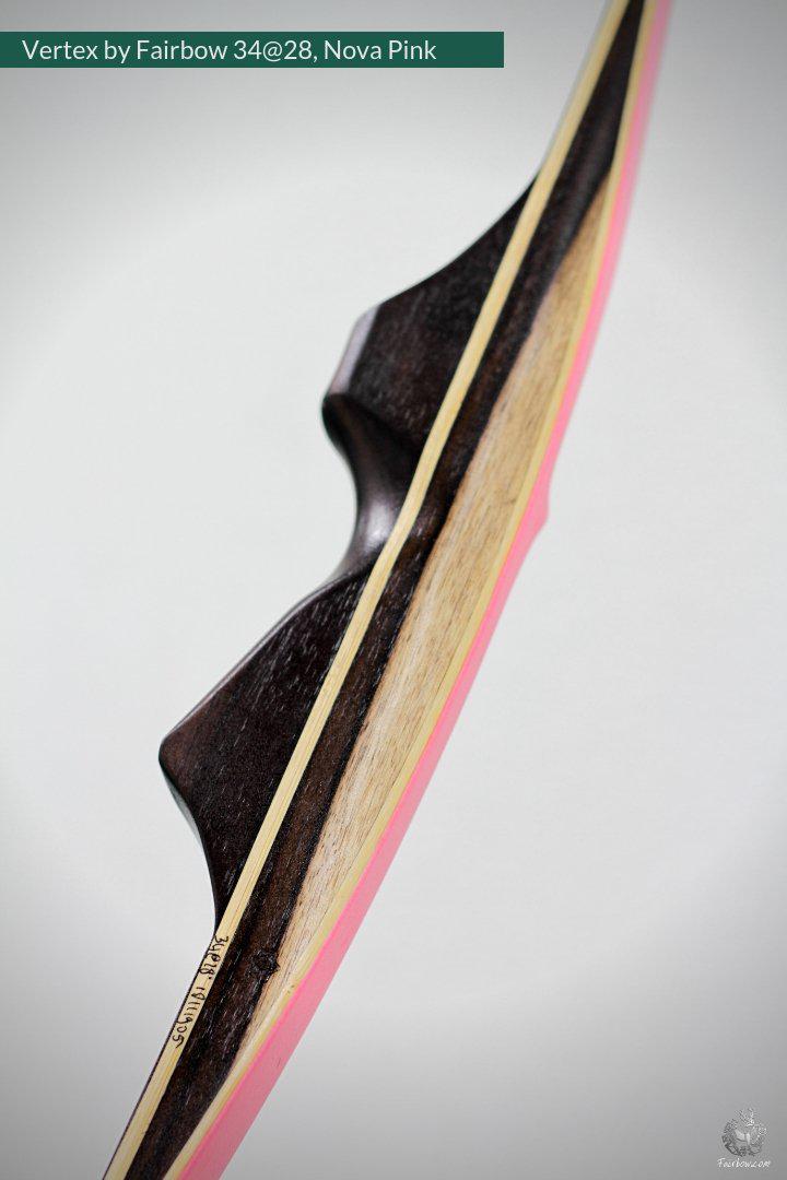 VERTEX, 34 LBS REFLEX DEFLEX AMERICAN LONGBOW, ROSEWOOD AND BAMBOO, NOVA PINK-Bow-Fairbow-Fairbow