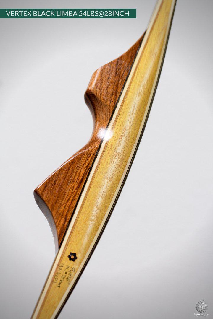 VERTEX, 54 LBS REFLEX DEFLEX AMERICAN LONGBOW, BLACK LIMBA AND BAMBOO-Bow-Fairbow-Fairbow
