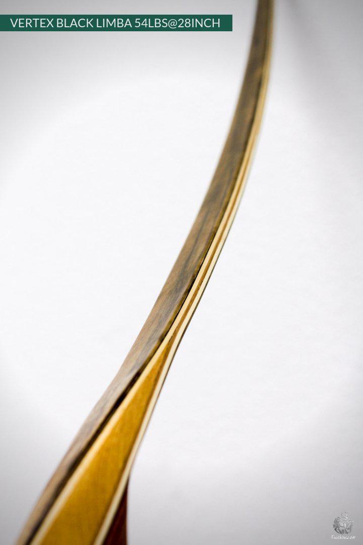 VERTEX, 54 LBS REFLEX DEFLEX AMERICAN LONGBOW, BLACK LIMBA AND BAMBOO-Bow-Fairbow-Fairbow