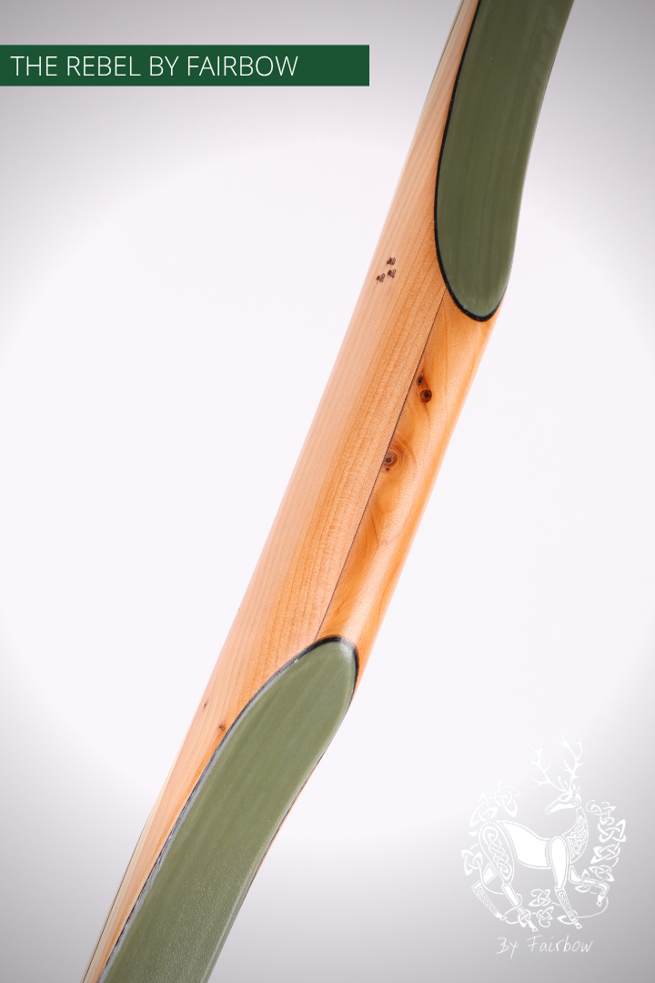 THE REBEL BOW 41@28 GREEN GLASS, YEW RISER, BAMBOO CORES