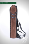 BACKQUIVER, BLACK BROWN WITH MEDIEVAL DESIGN AND ADJ. STRAPS-Quiver-Fairbow-Fairbow