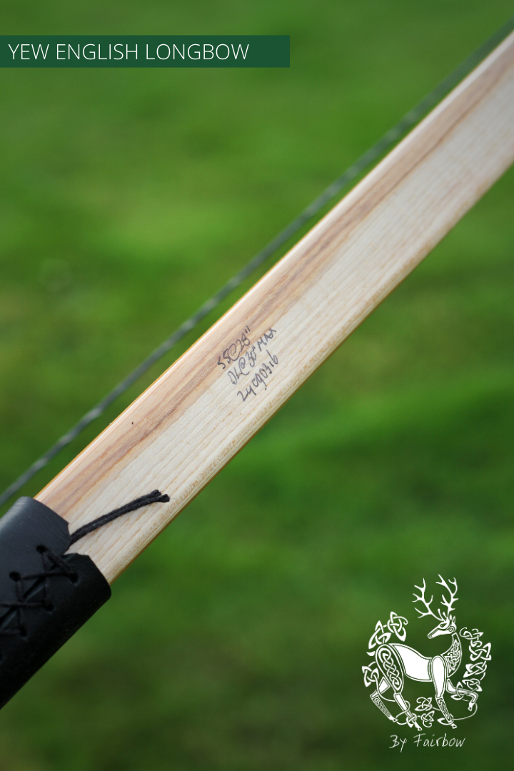 ENGLISH LONGBOW, YEW HICKORY SUPERIOR 55@28 77 INCH NTN-Bow-Fairbow-Fairbow