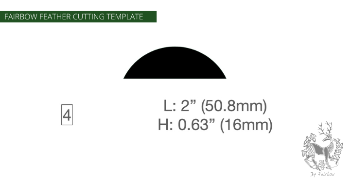 FEATHER CUTTING TEMPLATE PRE-GLUE (1-40)-Tool-Fairbow-Left wing-Banana 2" no.4-Fairbow