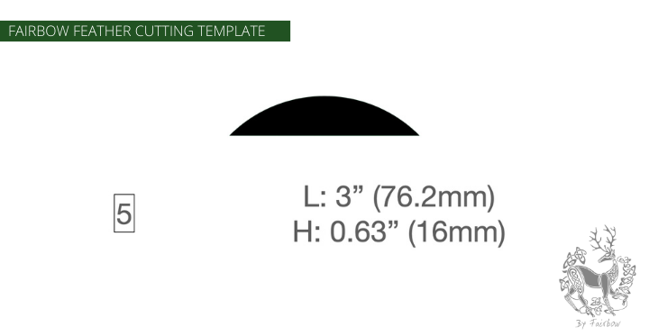 FEATHER CUTTING TEMPLATE PRE-GLUE (1-40)-Tool-Fairbow-Left wing-Banana 3" no.5 Superfast-Fairbow