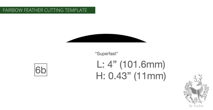 FEATHER CUTTING TEMPLATE PRE-GLUE (1-40)-Tool-Fairbow-Left wing-Banana 4" no.6b Superfast-Fairbow