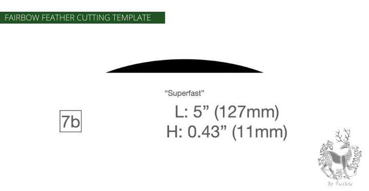 FEATHER CUTTING TEMPLATE PRE-GLUE (1-40)-Tool-Fairbow-Left wing-Banana 5" no.7B Superfast-Fairbow