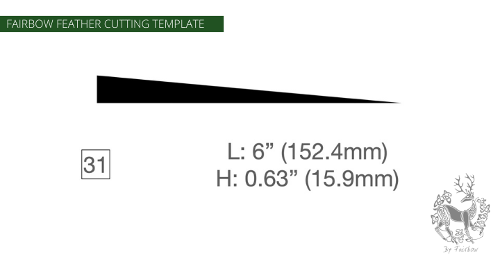 FEATHER CUTTING TEMPLATE PRE-GLUE (1-40)-Tool-Fairbow-Left wing-High medieval 6" no.31-Fairbow