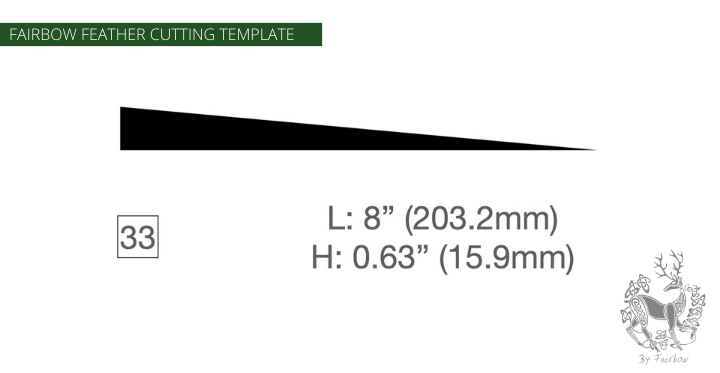 FEATHER CUTTING TEMPLATE PRE-GLUE (1-40)-Tool-Fairbow-Left wing-High medieval 8" no.33-Fairbow