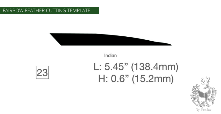 FEATHER CUTTING TEMPLATE PRE-GLUE (1-40)-Tool-Fairbow-Left wing-Indian 5.5" no.23-Fairbow