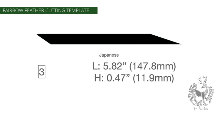 FEATHER CUTTING TEMPLATE PRE-GLUE (1-40)-Tool-Fairbow-Left wing-Japanese no.3-Fairbow