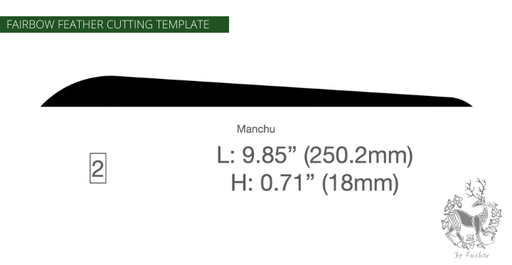 FEATHER CUTTING TEMPLATE PRE-GLUE (1-40)-Tool-Fairbow-Left wing-Manchu no.2-Fairbow