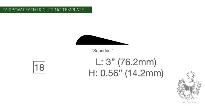 FEATHER CUTTING TEMPLATE PRE-GLUE (1-40)-Tool-Fairbow-Left wing-Parabolic super fast 3" no.18-Fairbow