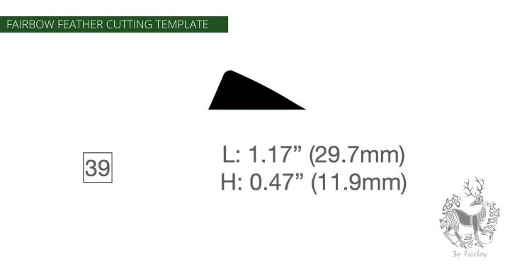 FEATHER CUTTING TEMPLATE PRE-GLUE (1-40)-Tool-Fairbow-Left wing-Shield 1" no.39-Fairbow