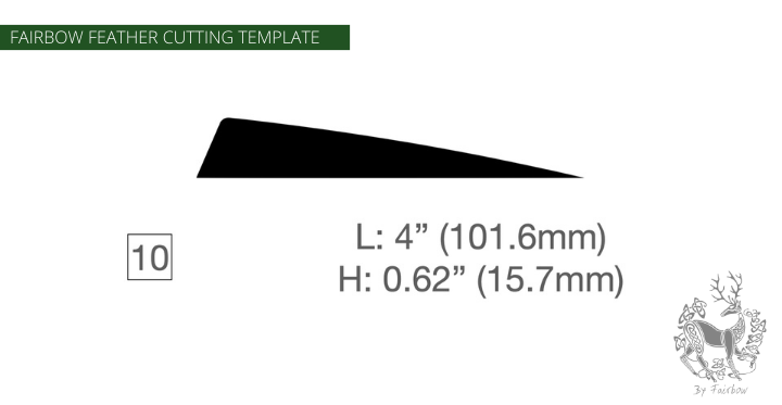 FEATHER CUTTING TEMPLATE PRE-GLUE (1-40)-Tool-Fairbow-Left wing-Shield 4" no.10-Fairbow