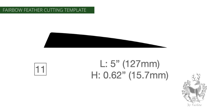 FEATHER CUTTING TEMPLATE PRE-GLUE (1-40)-Tool-Fairbow-Left wing-Shield 5" no.11-Fairbow