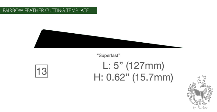 FEATHER CUTTING TEMPLATE PRE-GLUE (1-40)-Tool-Fairbow-Left wing-Super fast profile 5" no. 13-Fairbow