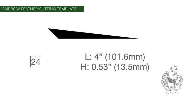 FEATHER CUTTING TEMPLATE PRE-GLUE (1-40)-Tool-Fairbow-Left wing-Trailing rear point profile 4" no.24-Fairbow