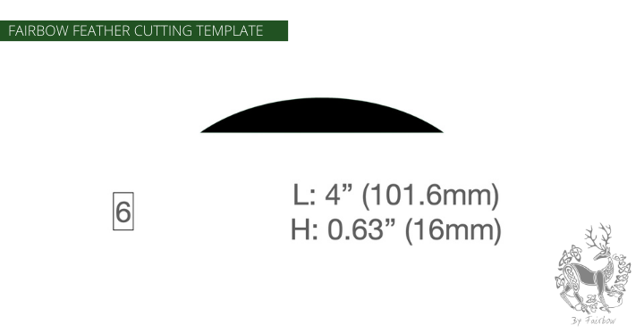 FEATHER CUTTING TEMPLATE PRE-GLUE (1-40)-Tool-Fairbow-Right wing-Banana 4" no.6-Fairbow