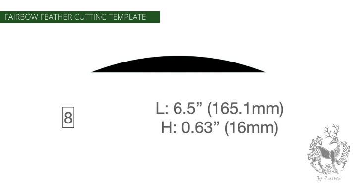 FEATHER CUTTING TEMPLATE PRE-GLUE (1-40)-Tool-Fairbow-Right wing-Banana 6.5" no.8-Fairbow