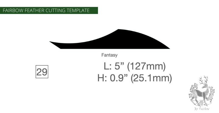 FEATHER CUTTING TEMPLATE PRE-GLUE (1-40)-Tool-Fairbow-Right wing-Fantasy Legolas 5" no.29-Fairbow