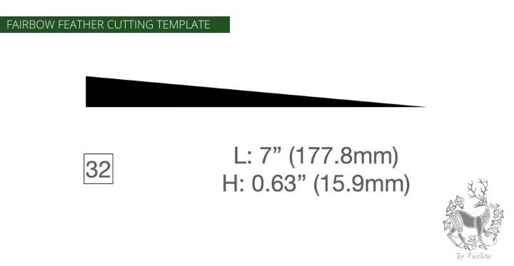 FEATHER CUTTING TEMPLATE PRE-GLUE (1-40)-Tool-Fairbow-Right wing-High medieval 7" no.32-Fairbow